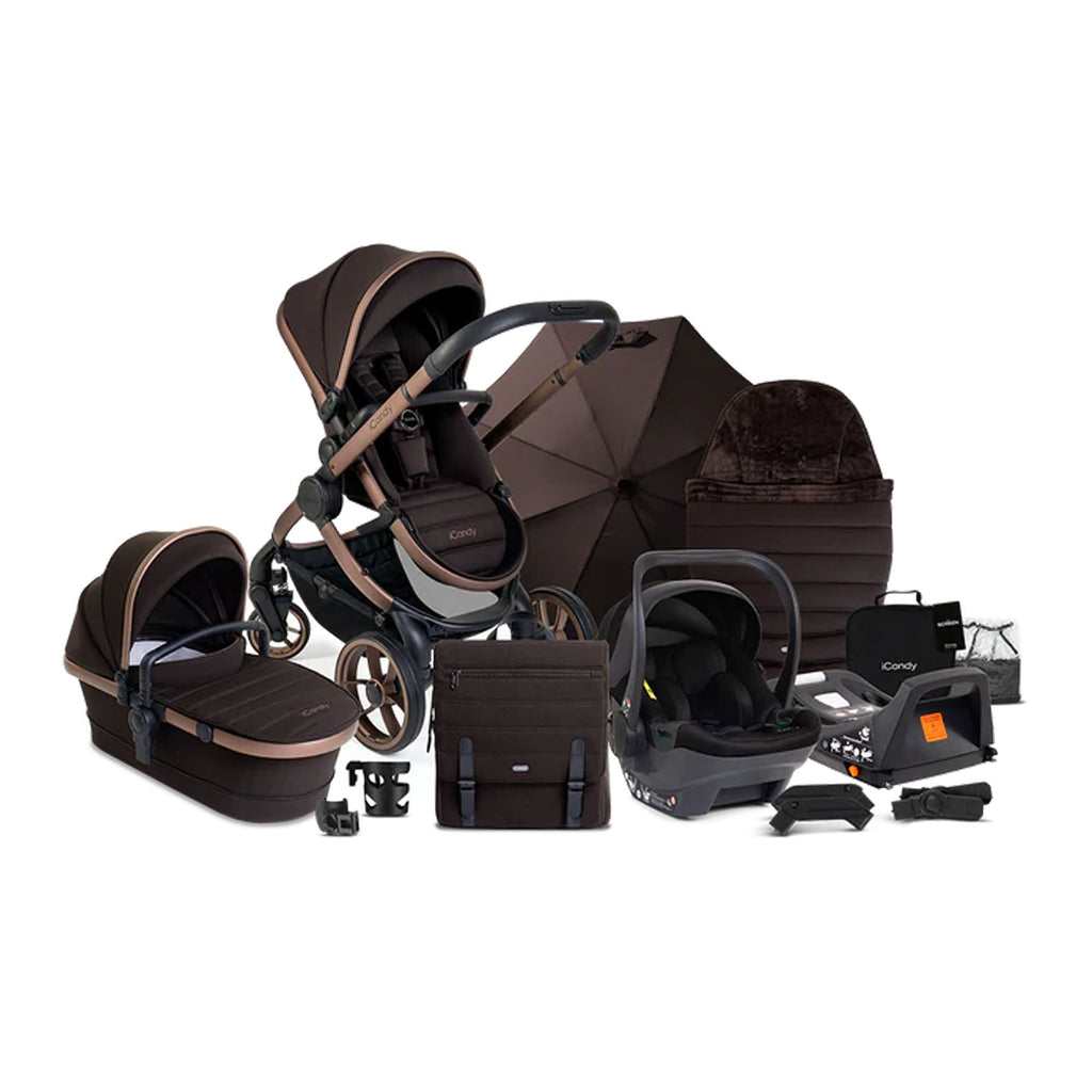 iCandy Peach 7 Pushchair and Carrycot Complete Car Seat Bundle - Pecan