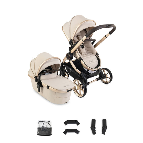 iCandy Peach 8 Pushchair and Carrycot with raincover, elevators and car seat adaptors - Biscotti