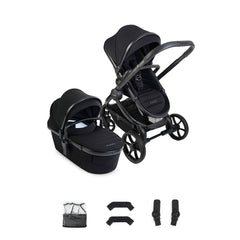 iCandy Peach 8 Pushchair and Carrycot with rain cover, elevators and adaptors - Black