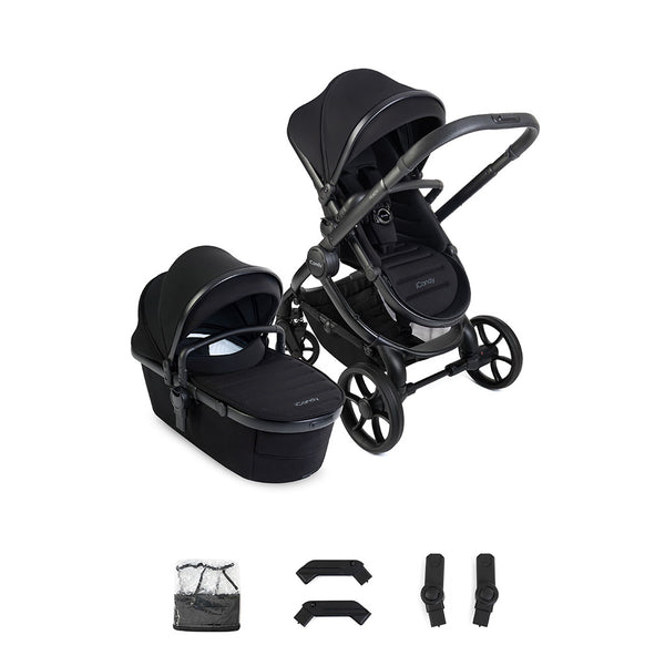 iCandy Peach 8 Pushchair and Carrycot with rain cover, elevators and adaptors - Black