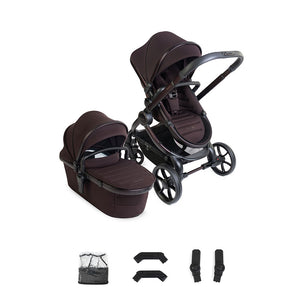 iCandy Peach 8 Pushchair and Carrycot with rain cover, elevators and car seat adaptors - Coffee Bean