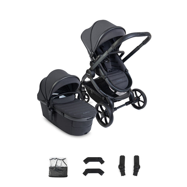 iCandy Peach 8 Pushchair and Carrycot with rain cover, elevators and car seat adaptors - Grey