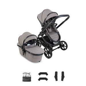 iCandy Peach 8 Pushchair and Carrycot with rain cover, elevators and car seat adaptors - Porcini