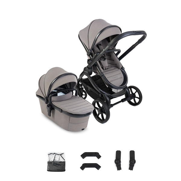 iCandy Peach 8 Pushchair and Carrycot with rain cover, elevators and car seat adaptors - Porcini