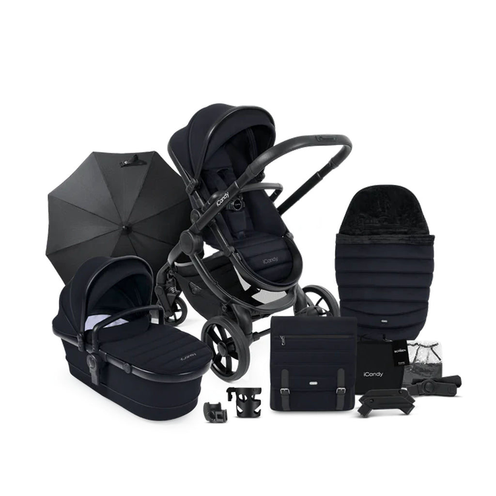 iCandy Peach 7 Pushchair and Carrycot Complete Bundle - Black Edition