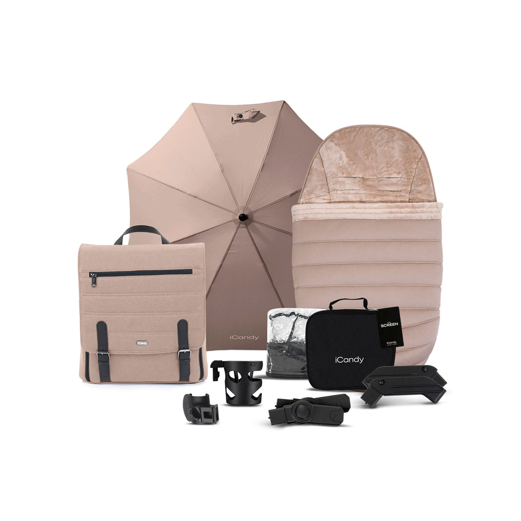 iCandy Peach 7 Pushchair and Carrycot Complete Car Seat Bundle - Cookie