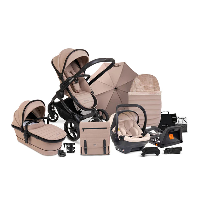 iCandy Peach 7 Pushchair and Carrycot Complete Car Seat Bundle - Cookie