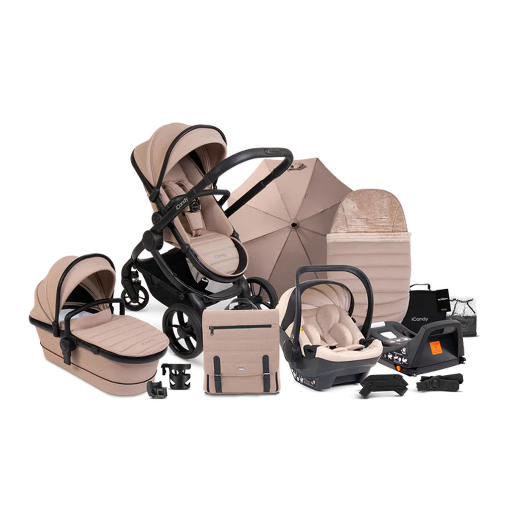 iCandy Peach 7 Pushchair and Carrycot Complete Car Seat Bundle - Cookie