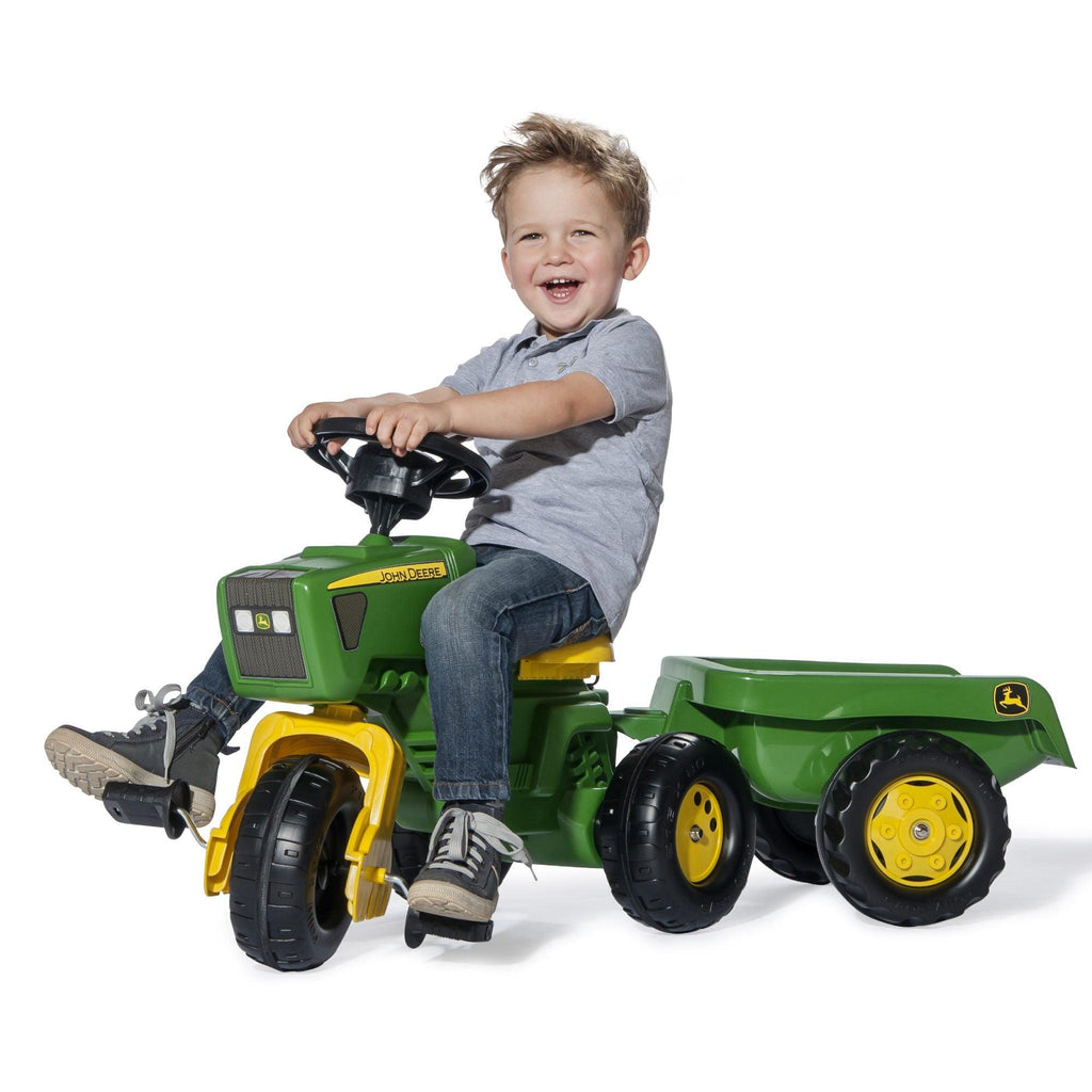 John Deer Trio Trac Ride On Tractor with Electronic Steering Wheel and Trailer - Chelsea Baby