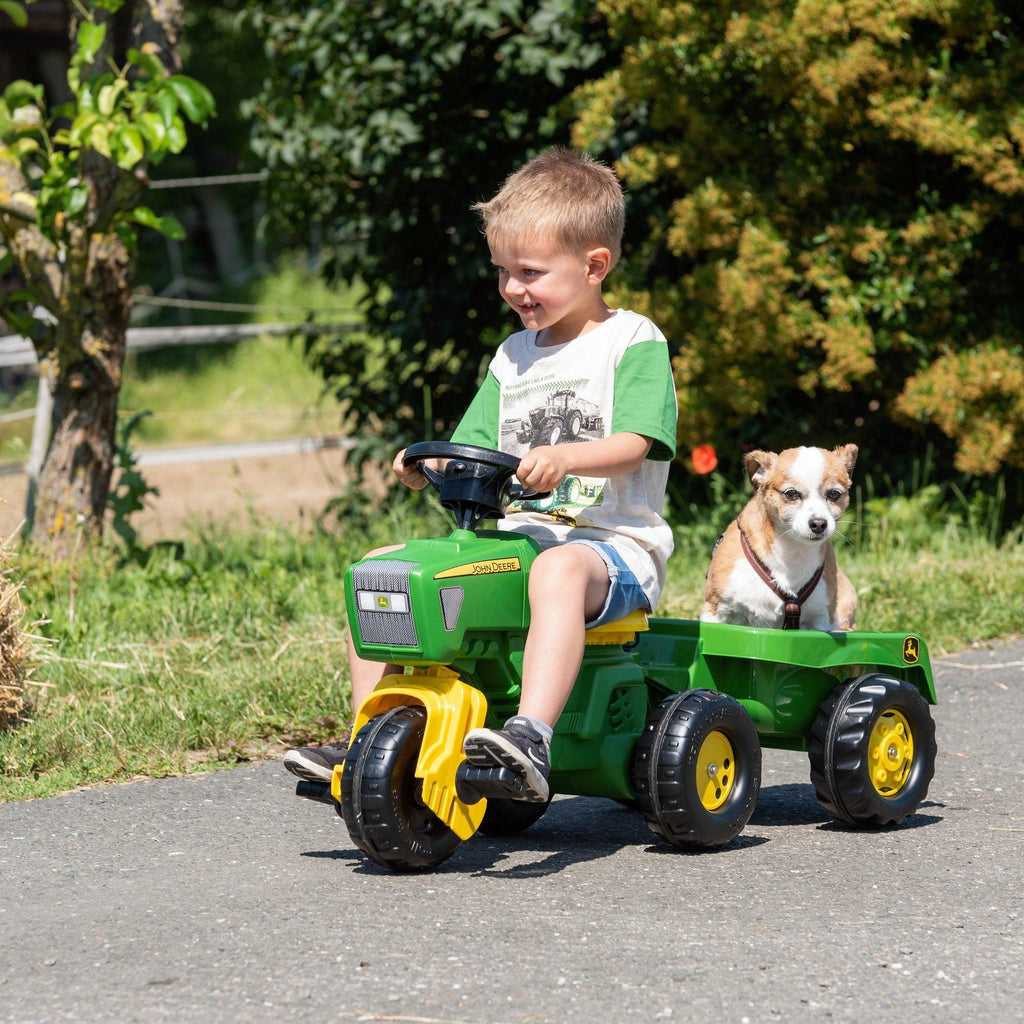 John Deer Trio Trac Ride On Tractor with Electronic Steering Wheel and Trailer - Chelsea Baby