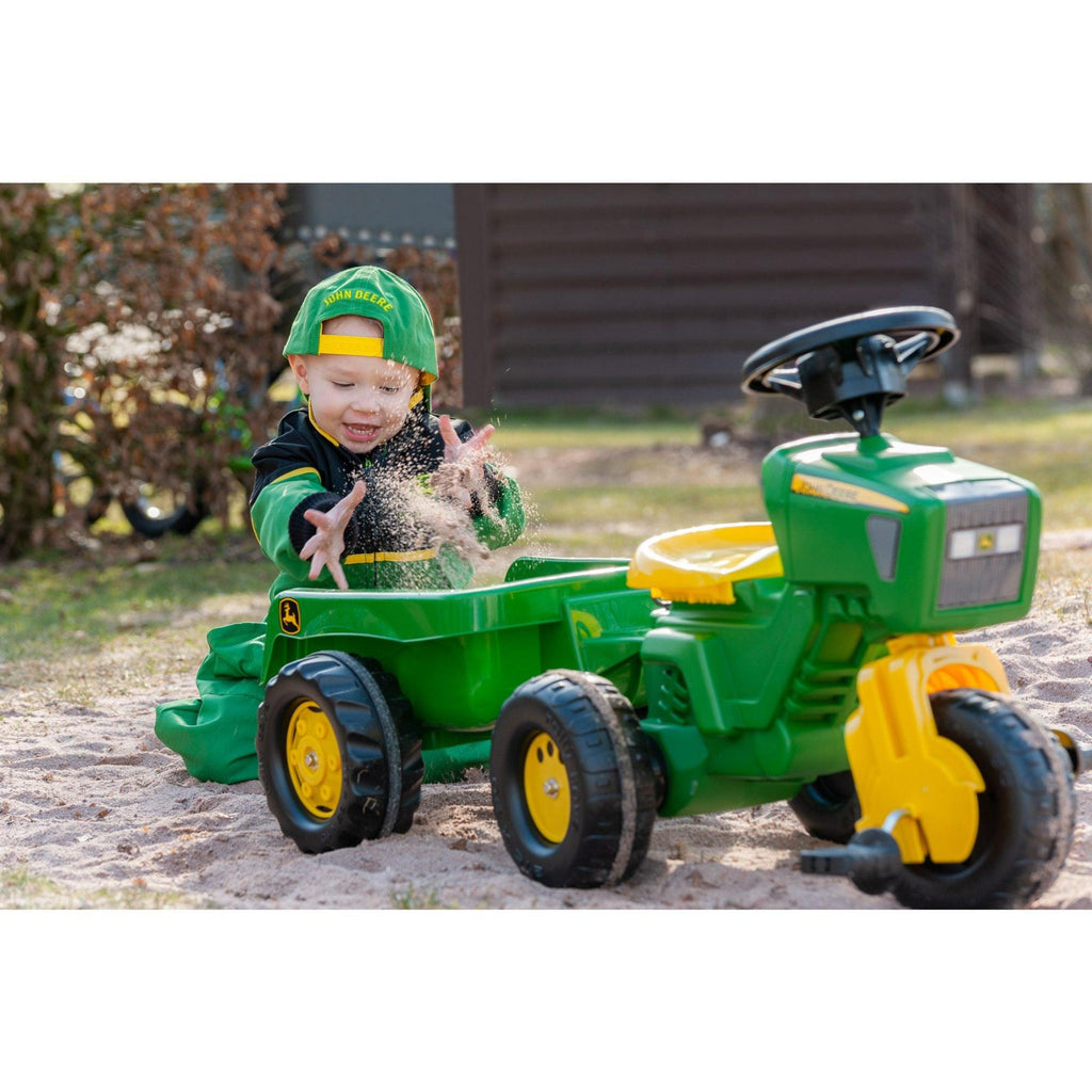 John Deer Trio Trac Ride On Tractor with Electronic Steering Wheel and Trailer - Chelsea Baby