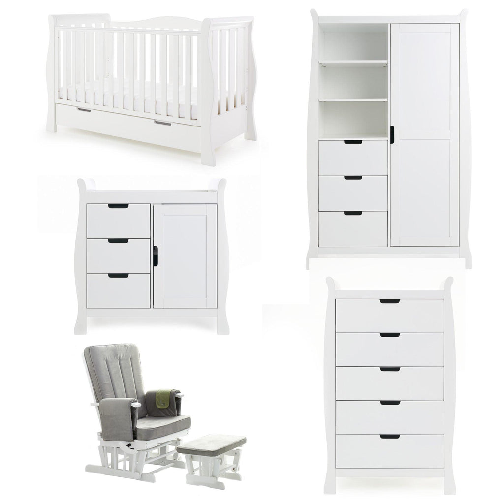 Obaby Stamford Luxe Sleigh 5 Piece Room Set - Chelsea Baby