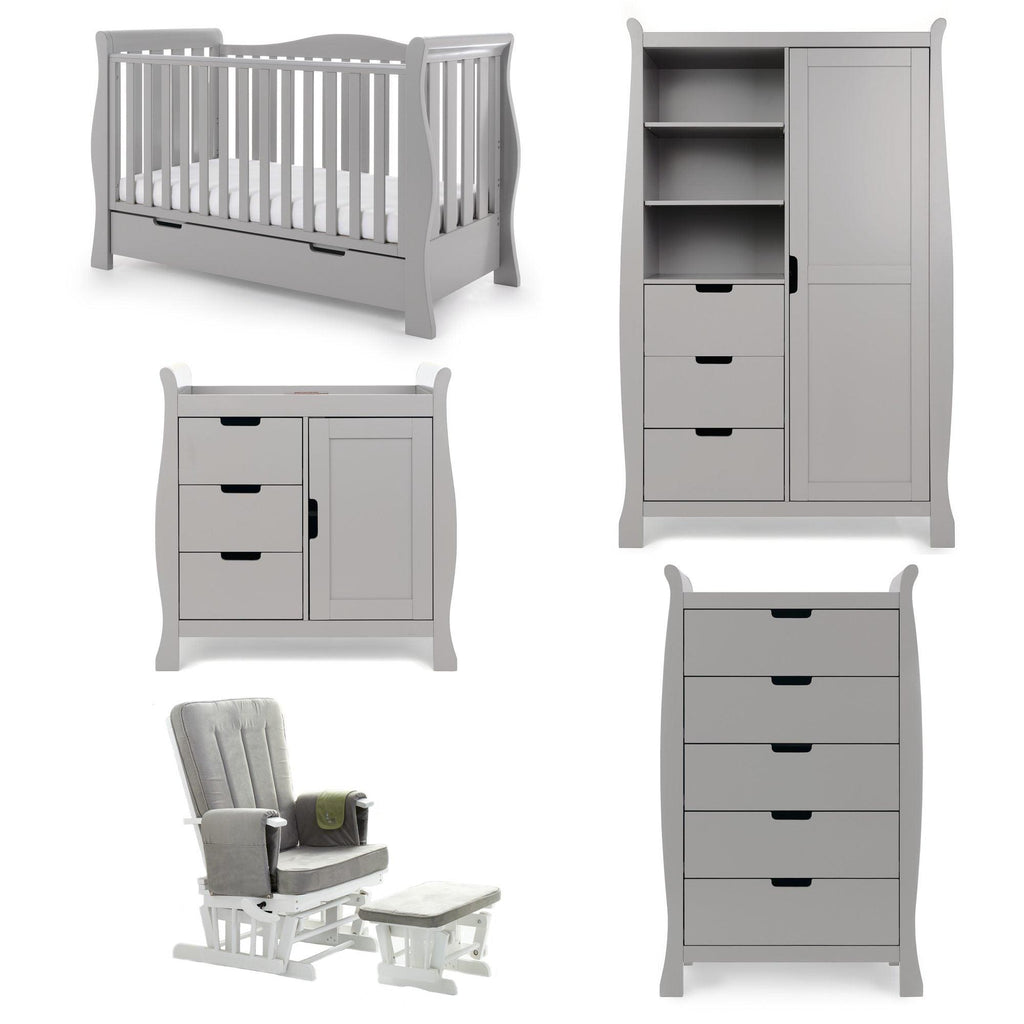 Obaby Stamford Luxe Sleigh 5 Piece Room Set - Chelsea Baby