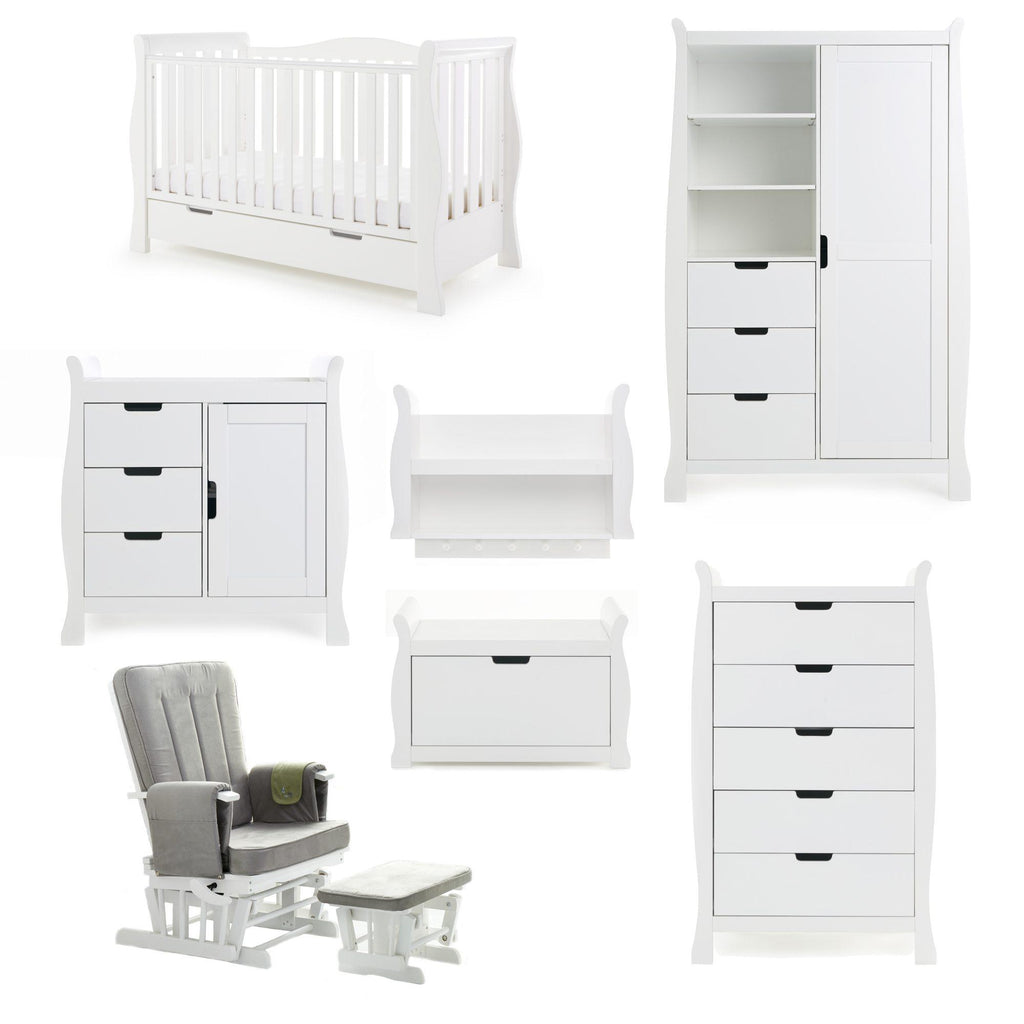 Obaby Stamford Luxe Sleigh 7 Piece Room Set - Chelsea Baby