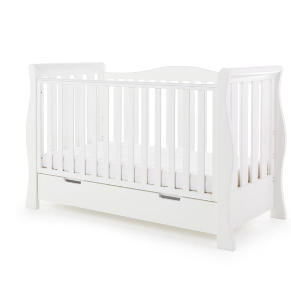 Obaby Stamford Luxe Sleigh Cot Bed and Moisture Management Mattress - Chelsea Baby