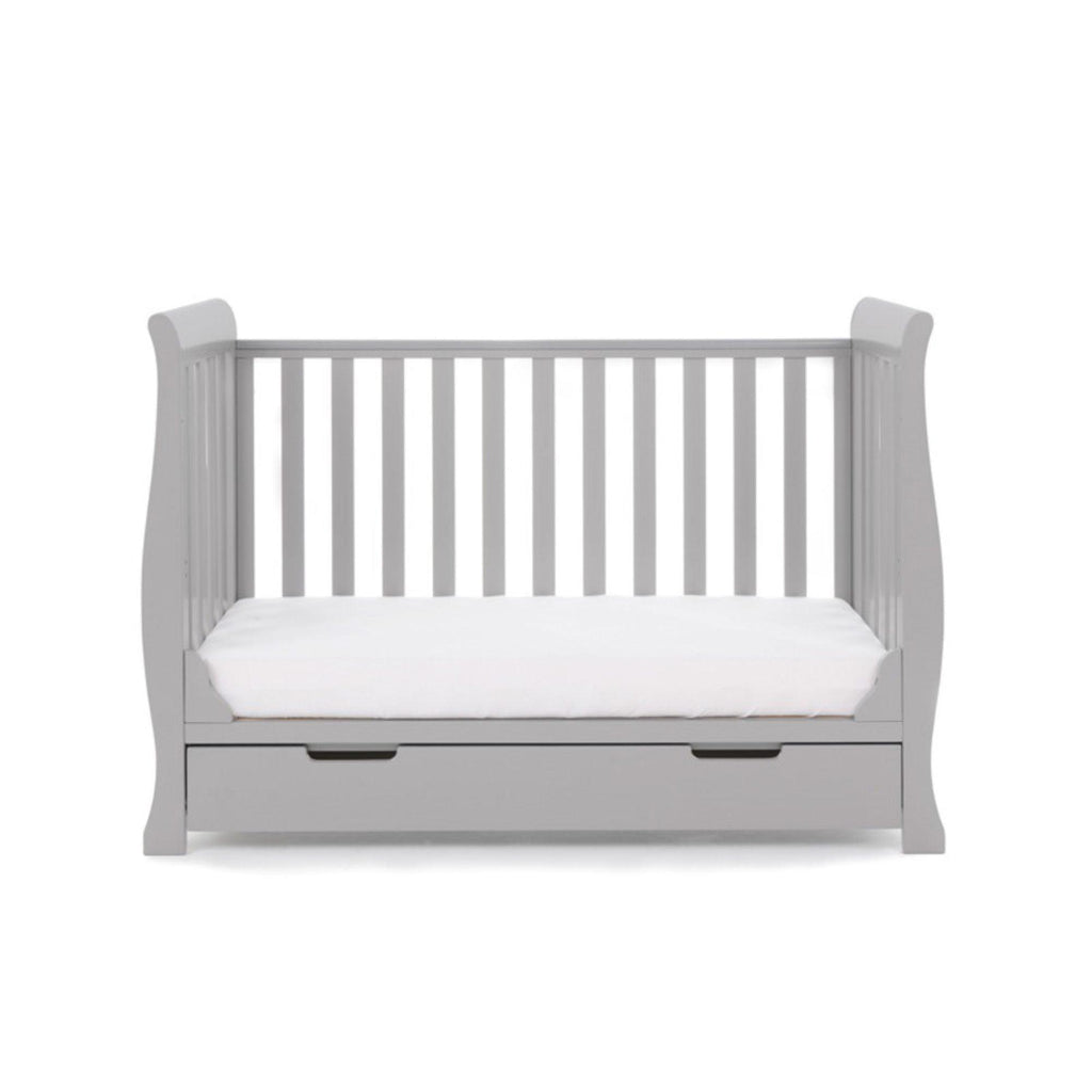 Obaby Stamford Mini Sleigh Cot Bed and Breathable Mattress - Chelsea Baby