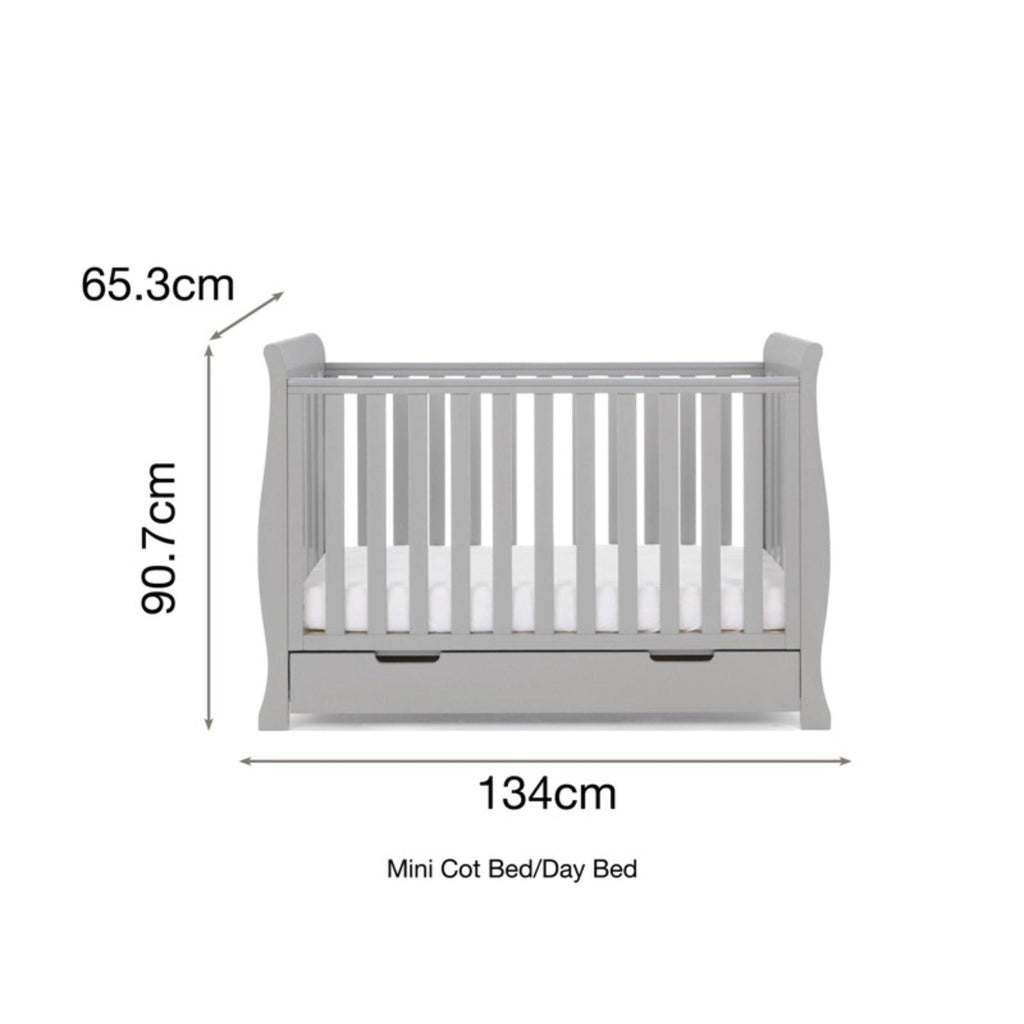 Obaby Stamford Mini Sleigh Cot Bed and Breathable Mattress - Chelsea Baby