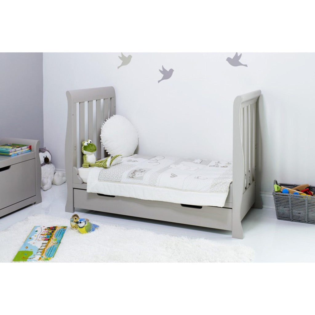 Obaby Stamford Mini Sleigh Cot Bed and Breathable Mattress - Chelsea Baby