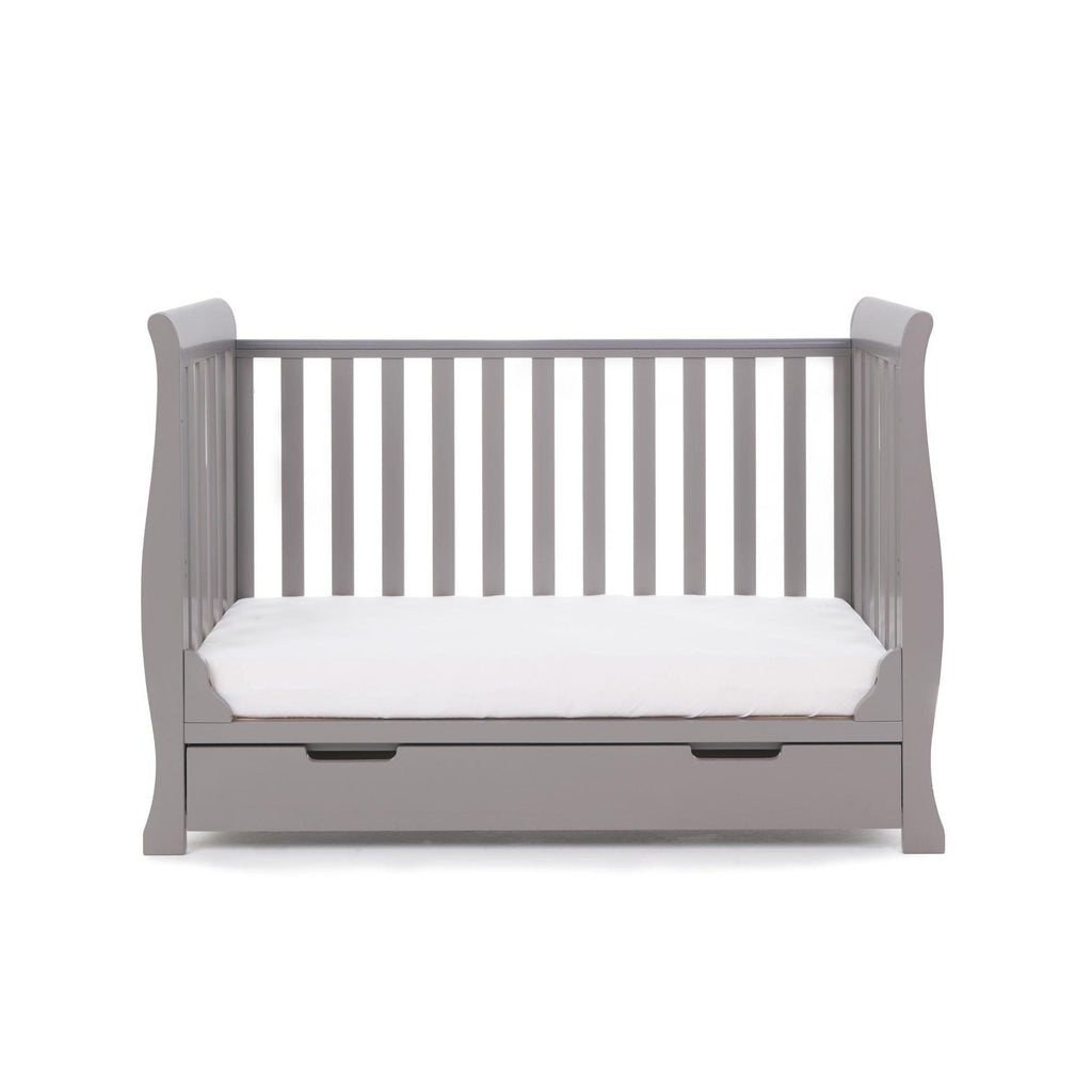 Obaby Stamford Mini Sleigh Cot Bed and Breathable Mattress - Chelsea Baby