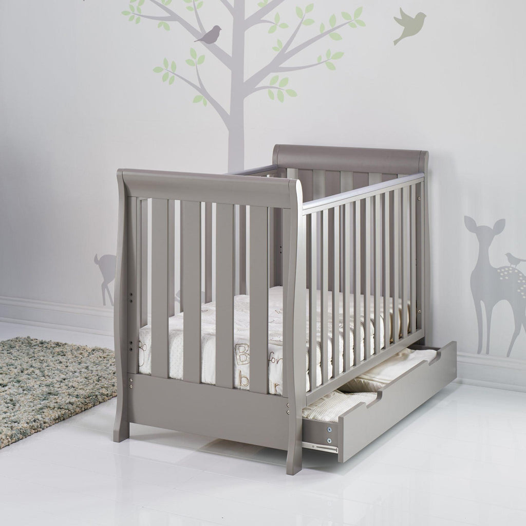 Obaby Stamford Mini Sleigh Cot Bed and Breathable Mattress - Chelsea Baby