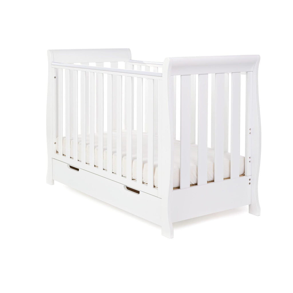 Obaby Stamford Mini Sleigh Cot Bed and Breathable Mattress - Chelsea Baby