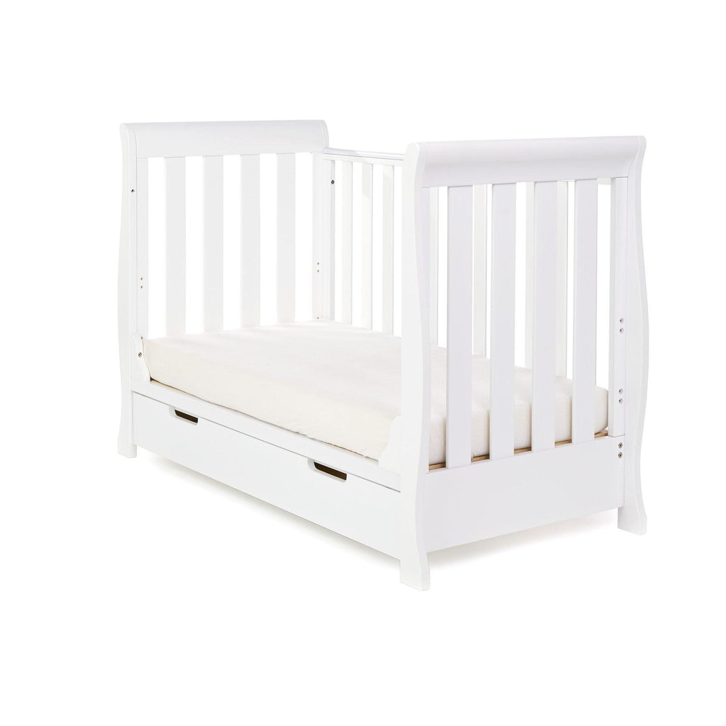 Obaby Stamford Mini Sleigh Cot Bed and Breathable Mattress - Chelsea Baby