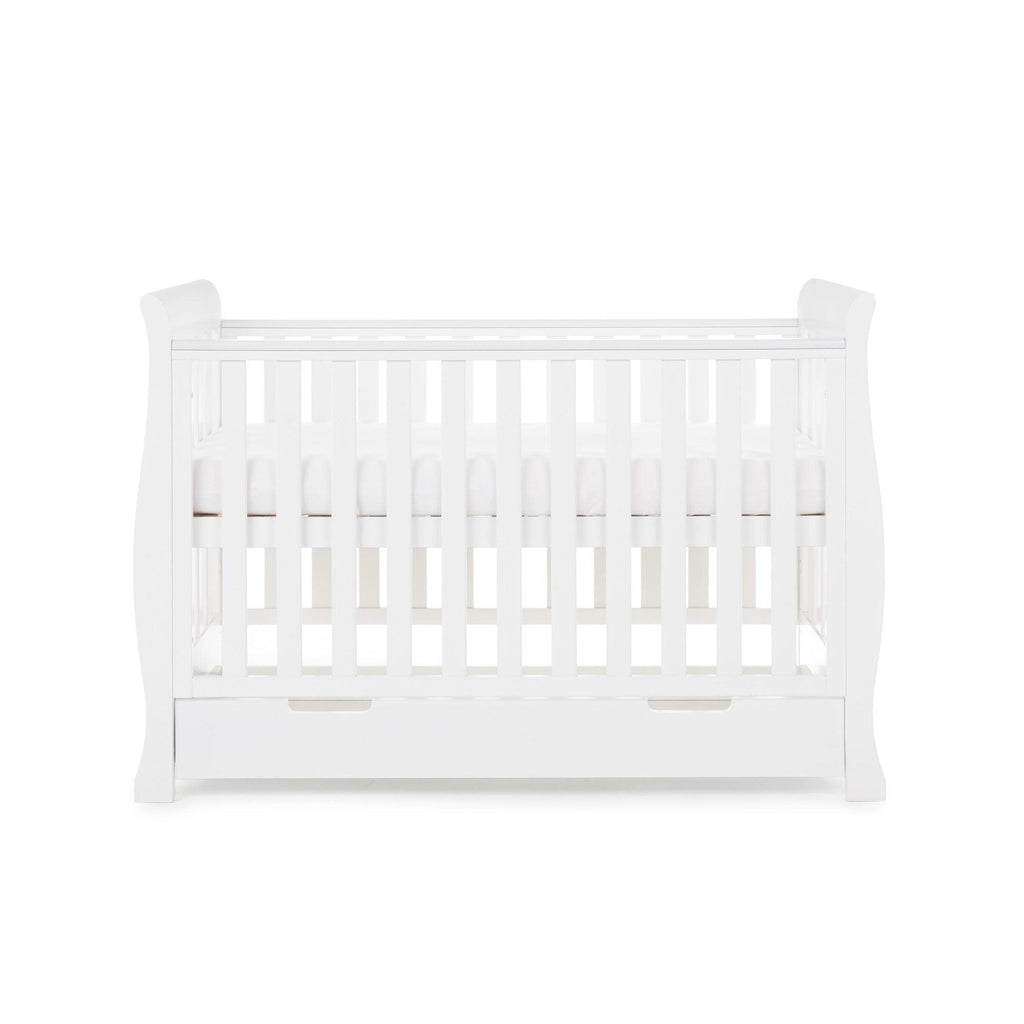 Obaby Stamford Mini Sleigh Cot Bed and Breathable Mattress - Chelsea Baby