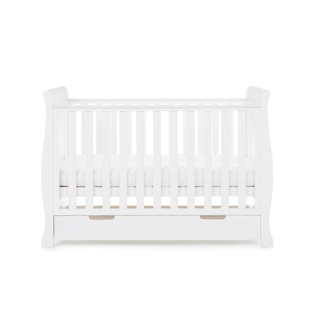 Obaby Stamford Mini Sleigh Cot Bed and Breathable Mattress - Chelsea Baby