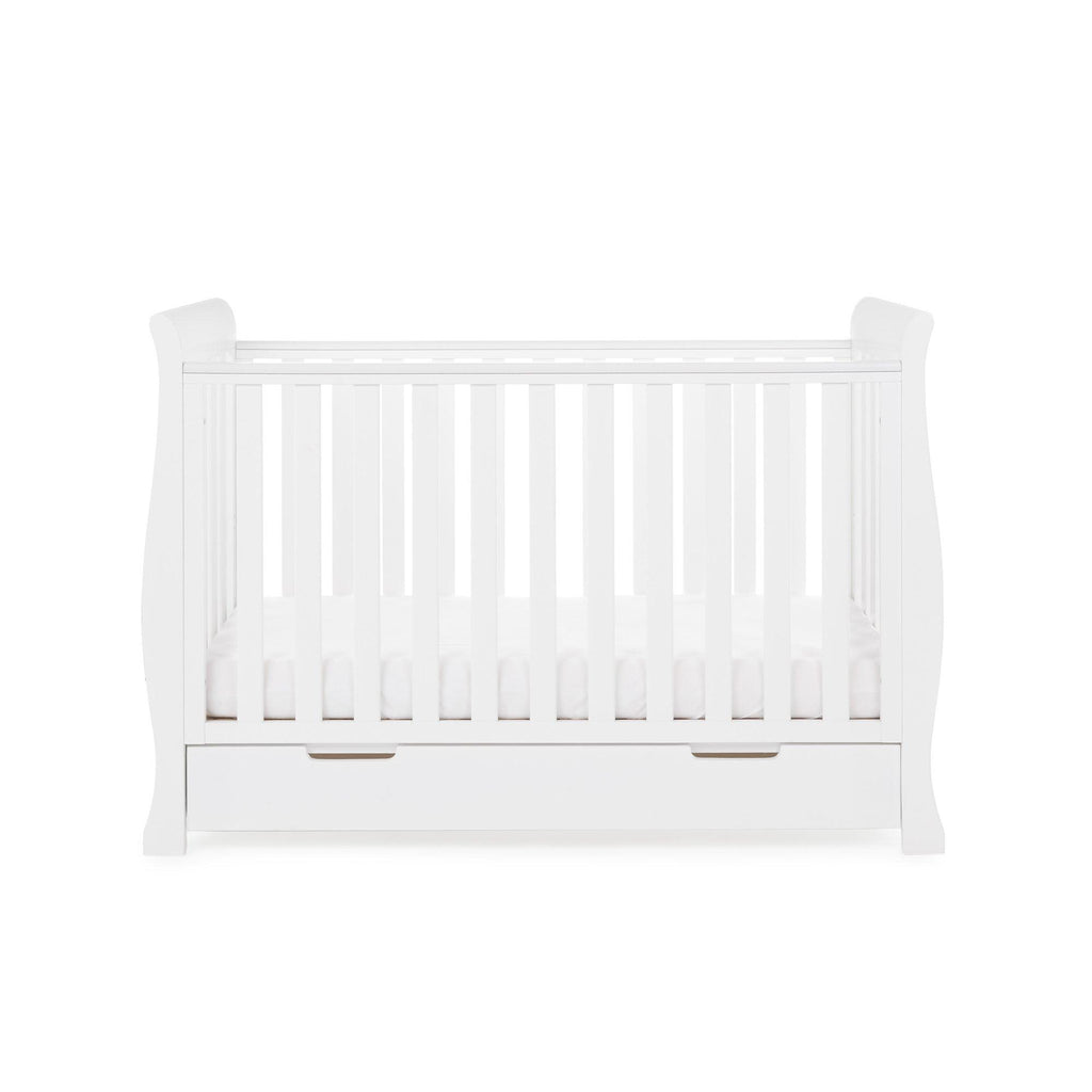 Obaby Stamford Mini Sleigh Cot Bed and Breathable Mattress - Chelsea Baby