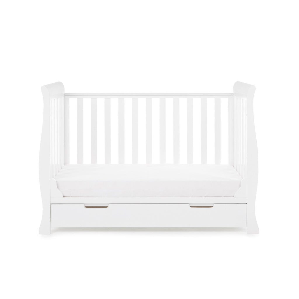 Obaby Stamford Mini Sleigh Cot Bed and Breathable Mattress - Chelsea Baby