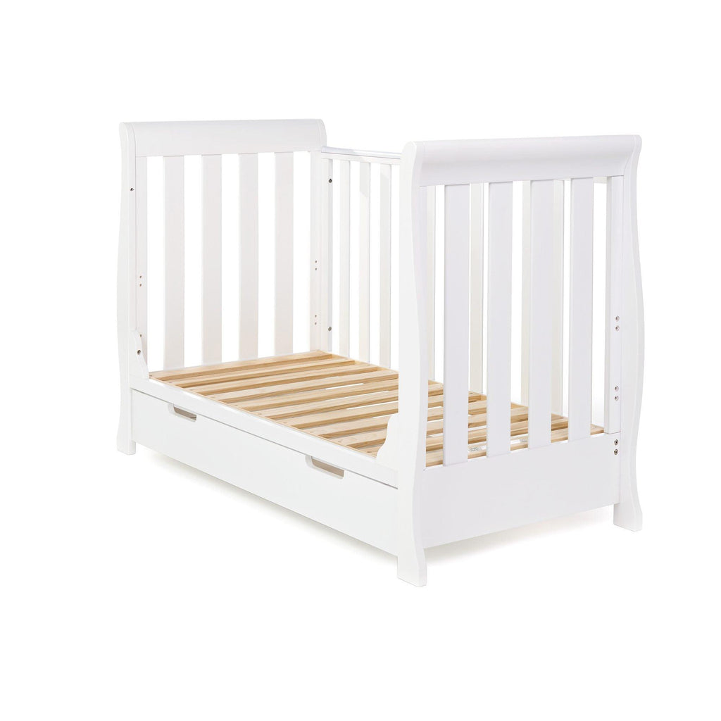 Obaby Stamford Mini Sleigh Cot Bed and Breathable Mattress - Chelsea Baby