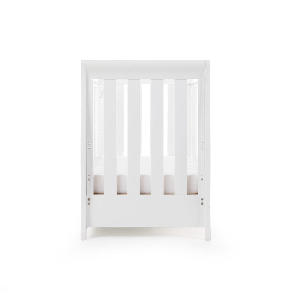 Obaby Stamford Mini Sleigh Cot Bed and Breathable Mattress - Chelsea Baby