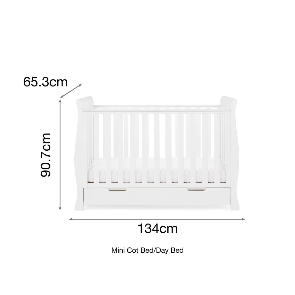 Obaby Stamford Mini Sleigh Cot Bed and Breathable Mattress - Chelsea Baby