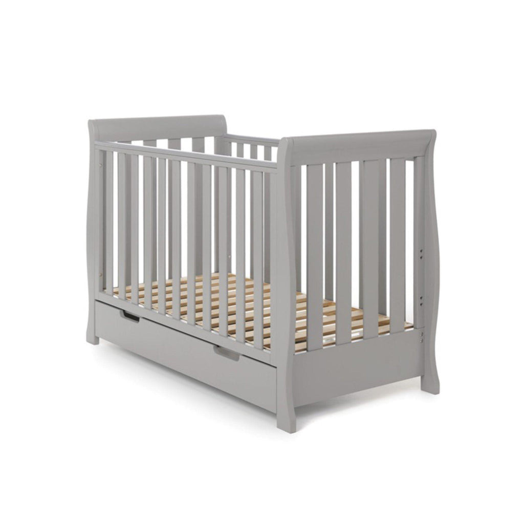 Obaby Stamford Mini Sleigh Cot Bed and Breathable Mattress - Chelsea Baby