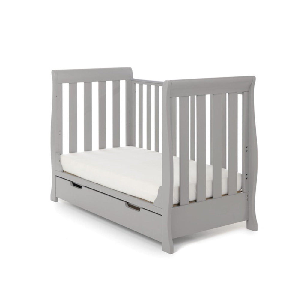 Obaby Stamford Mini Sleigh Cot Bed and Breathable Mattress - Chelsea Baby