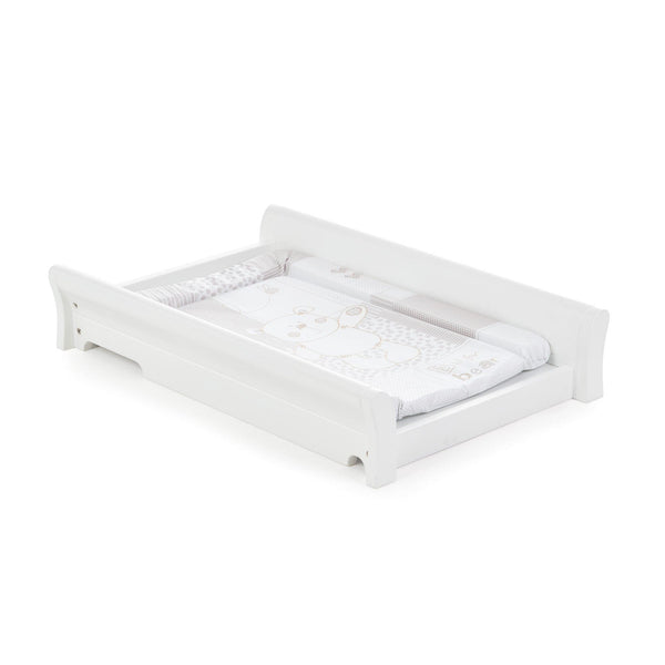 Obaby Stamford Space Saver Sleigh Cot and Cot Top Changer - White - Chelsea Baby