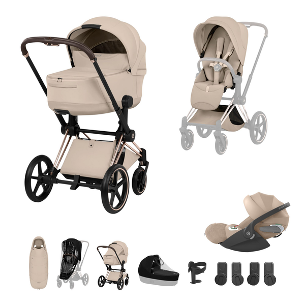 Cybex Priam Style Ultimate Accessory Bundle - Rosegold / Cozy Beige