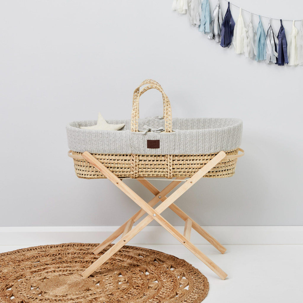 The Little Green Sheep Moses Basket & Mattress - Chelsea Baby