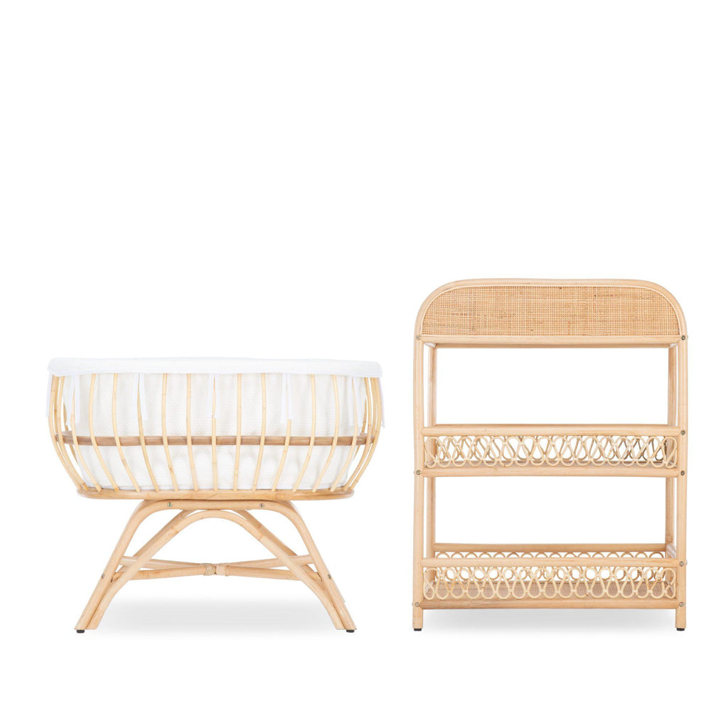 CuddleCo Aria 2 Piece Set Crib and Changer - Rattan - Chelsea Baby