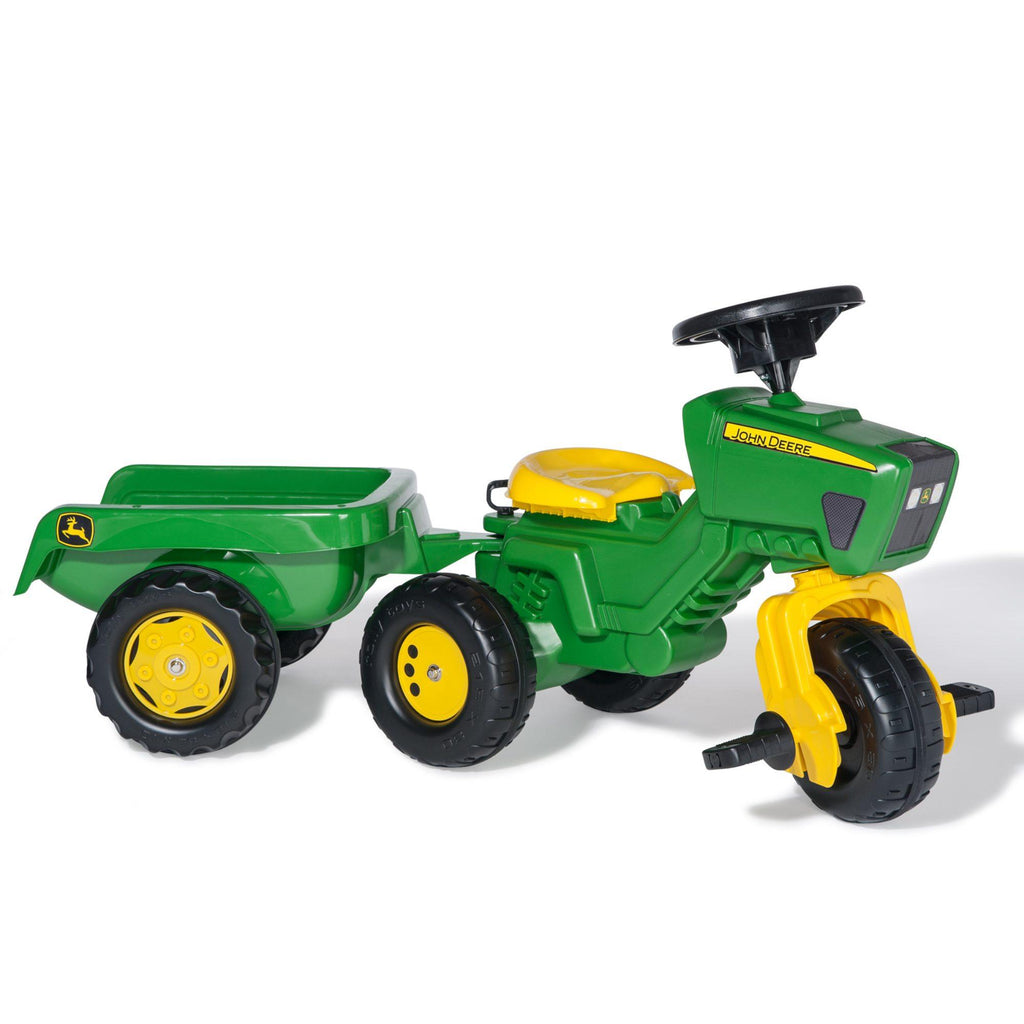 John Deer Trio Trac Ride On Tractor with Electronic Steering Wheel and Trailer - Chelsea Baby