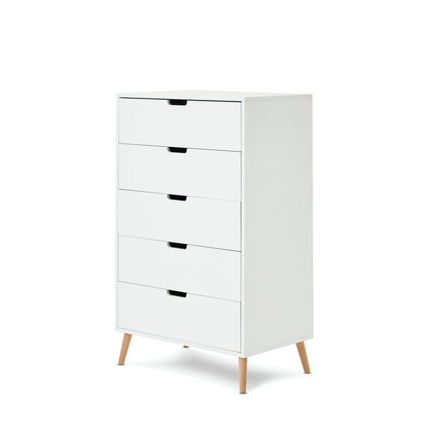 Obaby Maya Tall Boy - White with Natural - Chelsea Baby