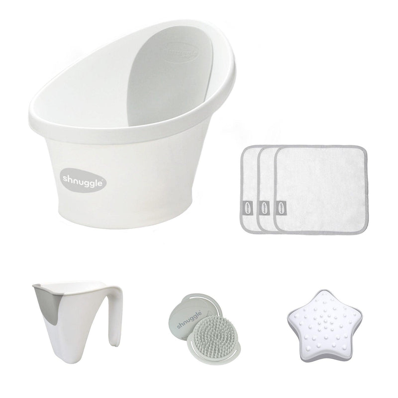 Shnuggle Baby Bath Time Bundle White and Grey